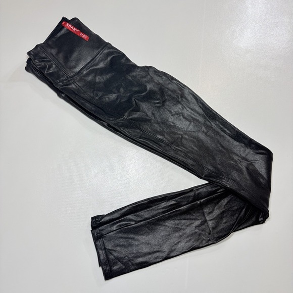 SPANX Pants - SPANX Faux Leather Leggings Black High Rise XS Stretch Skinny Pants